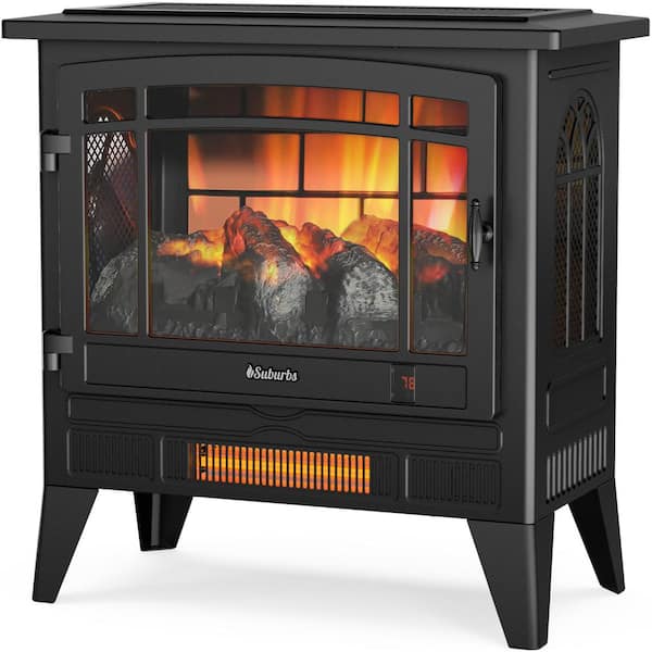 Cottinch Electric Fireplace Heater Portable for Indoor Use Timer Logs with Lights Adjustable Brightness Electric Fireplace Black 3D Flame Effects The Living Room Large Room Remote Control