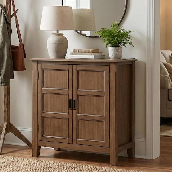 Burlington 30 in. Wide Solid Wood Low Storage Cabinet in Rustic Natural Aged Brown