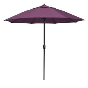 9 ft. Bronze Aluminum Market Patio Umbrella with Fiberglass Ribs and Auto Tilt in Iris Sunbrella