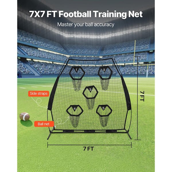 【新品】LYFT Extra Big Mesh Football SKYSHALO 7 x 7 ft. Football Trainer Net with 5 Targets, Knotless