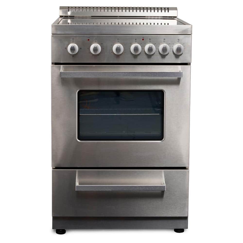 24-inch Stainless Steel Freestanding Electric Range with Glass Cooktop