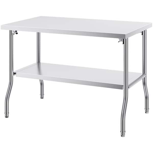 SKYSHALO Commercial Prep Table Stainless Steel 48 in. W Kitchen Prep Table