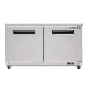 60.3 in. Double Door Undercounter Freezer, 15.5 cu. ft. Stainless Steel, Auto Defrost System