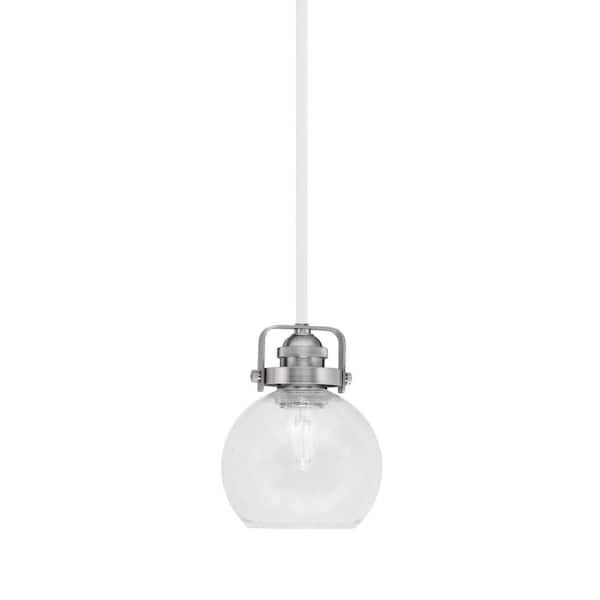 Unbranded Decatur 60-Watt 1-Light White & Nickel Light mini Pendant with 5.75 in. Clear Bubble Glass Shade, no bulb included