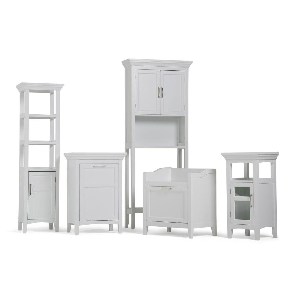 Pure White Tilt-Out Wooden Laundry Hamper Cabinet