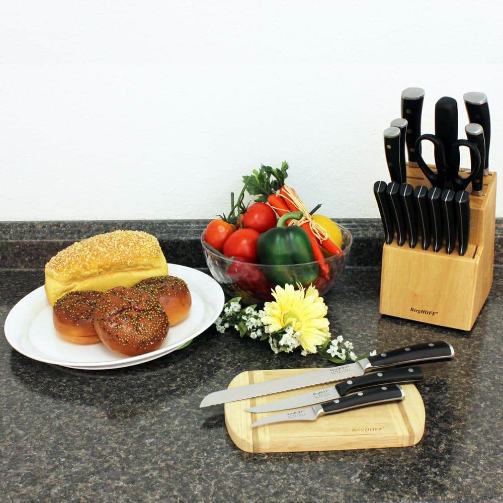 Essentials 18-Piece Stainless Steel Triple Riveted Knife Block Set