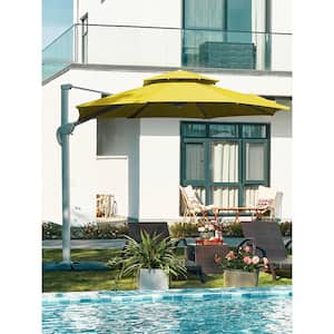 10 ft. Aluminum Cantilever Umbrella With Cover in Yellow