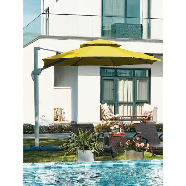 JEAREY 10 ft. Aluminum Cantilever Umbrella With Cover in Yellow