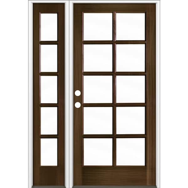 50 in. x 80 in. French RH Full Lite Clear Glass Black Stain Hemlock Prehung Front Door with LSL