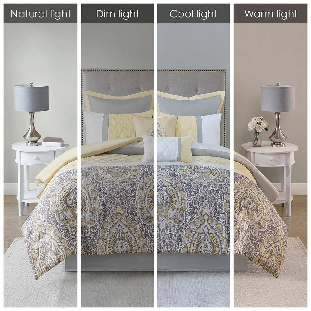 Shawnee Yellow and Gray 8-Piece Queen Microfiber Comforter Set