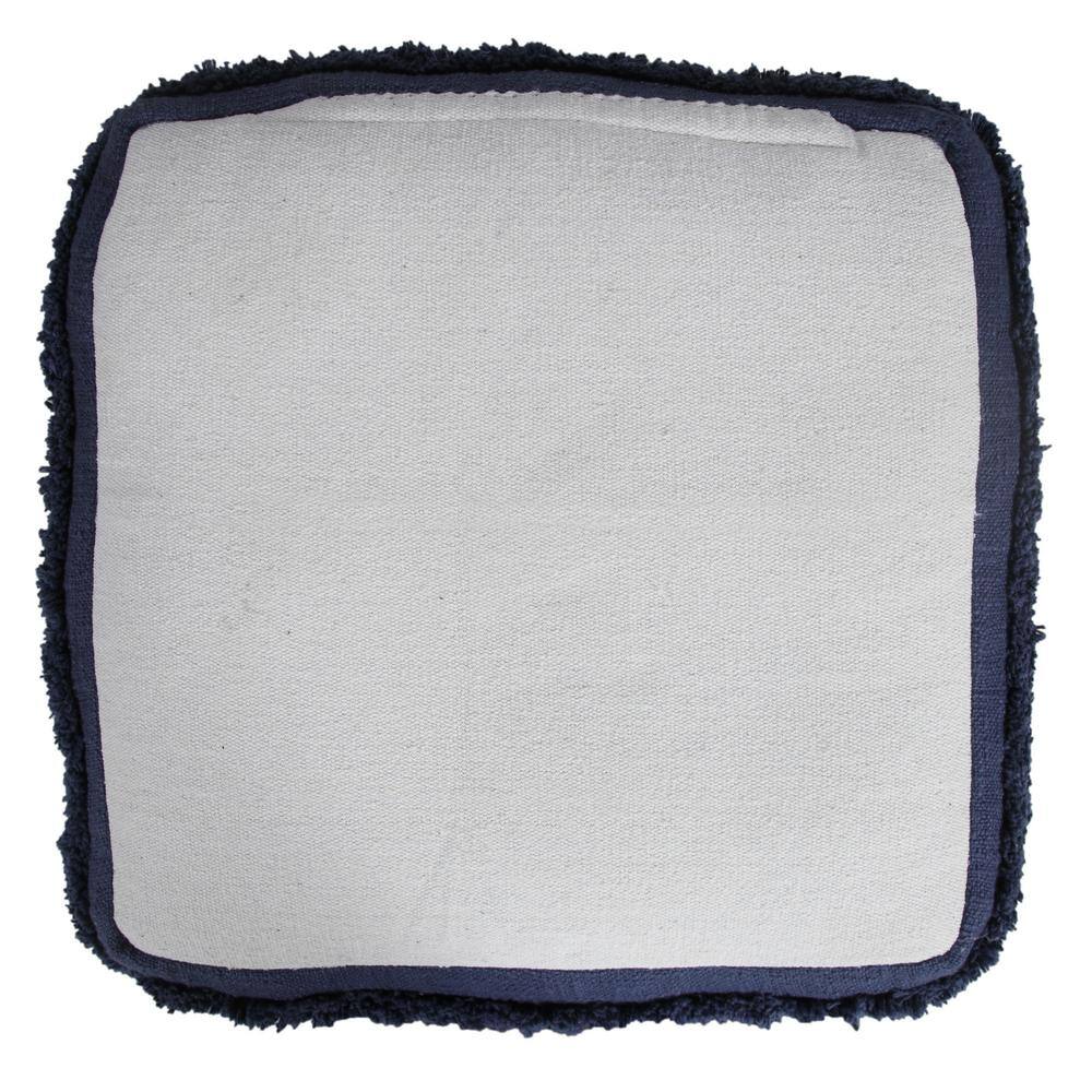 Contemporary Navy Blue Cotton Tufted Pouf Ottoman
