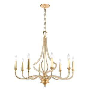 Impression 32 in. W 8-Light Parisian Gold Leaf Chandelier with No Shades