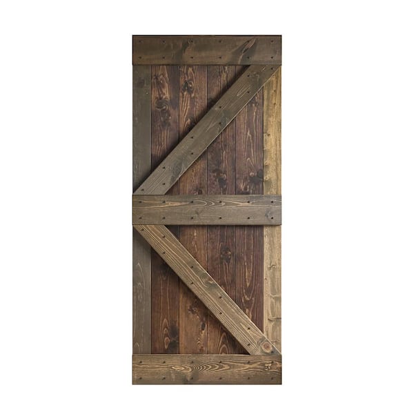 COAST SEQUOIA INC K Series 36 in. x 84 in. Kona Coffee Smoky Gray Knotty Pine Wood Barn Door Slab
