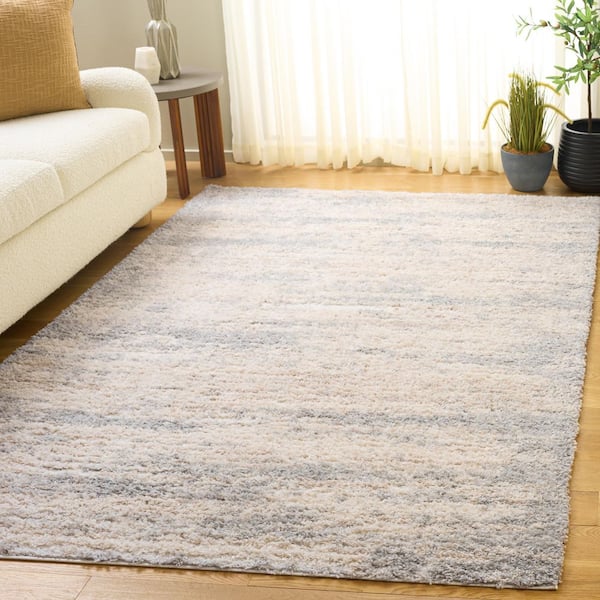 Gemma Shag 5 ft. x 8 ft. Ivory/Beige Gray Abstract Area Rug