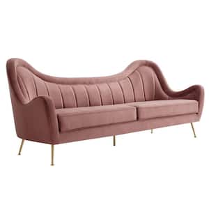 Cheshire 93.5 in. W Slope Arm Channel Tufted Performance Velvet Sofa in Dusty Rose Pink