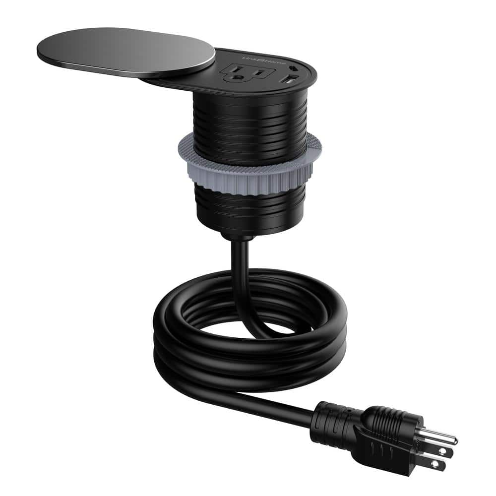 Link2Home 1-Power-Outlet Space Saver Grommet Socket USB A/C Port