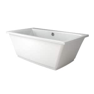 FIA 62 in. Acrylic Freestanding Flatbottom Center Drain Soaking Bathtub in White