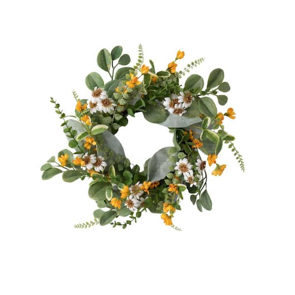 SULLIVANS 18 in. Artificial Daisy Marigold Blooms Accent Ring