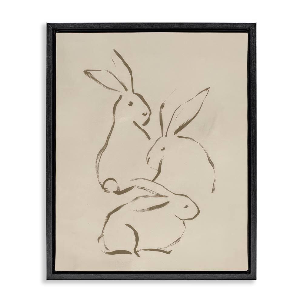 Earthtone Bunny Sketch by June Erica Vess Black Floater Frame Graphic Art Print Animal 21 in. x 17 in. price history on PriceWatchPro