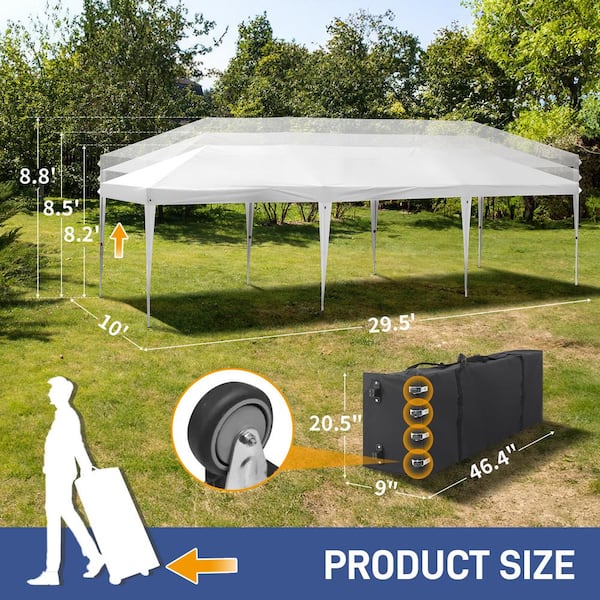 Karl home All Sidewalls 30 ft. x 10 ft. White Straight Leg