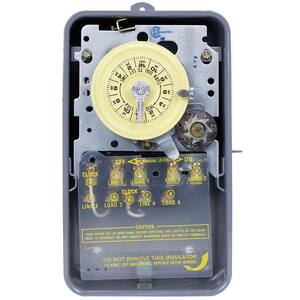 T1400 Series 40 Amp 24-Hour Mechanical Time Switch with Skipper and Outdoor Enclosure - Gray