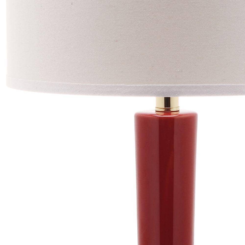 Elegant Red Ceramic Gourd Table Lamp with Off-White Shade