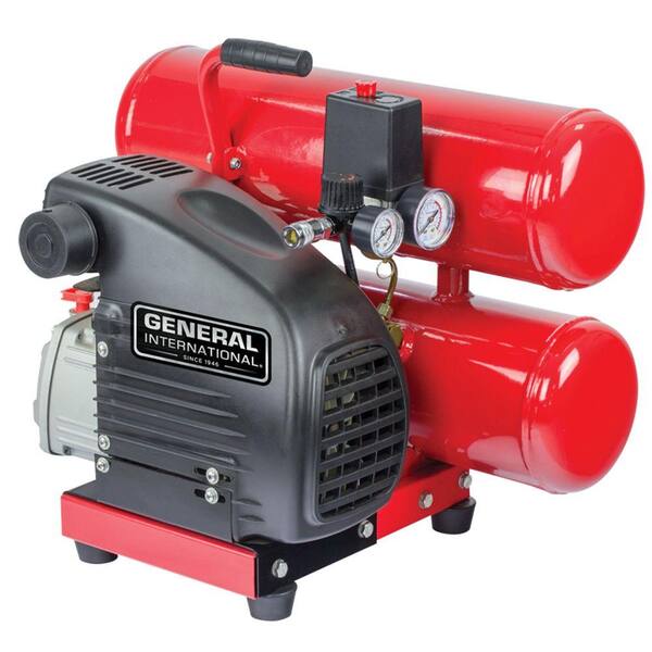 General International 4 Gal. 1.5 HP Oil-Lubricated Portable Electric 2-Stack Air Compressor