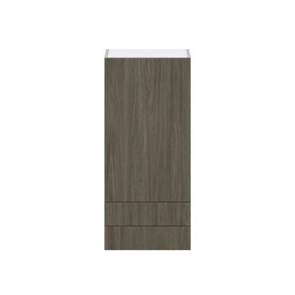 J COLLECTION Medora Textured Slab Walnut Assembled Wall Kitchen Cabinet with 2 Drawers (18 in. W x 40 in. H x 14 in. D)