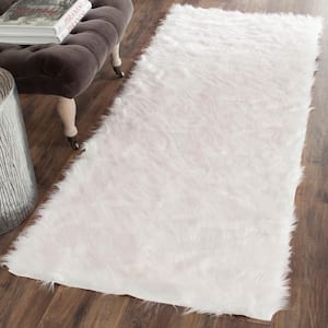 Faux Sheep Skin Ivory 3 ft. x 8 ft. Gradient Solid Runner Rug