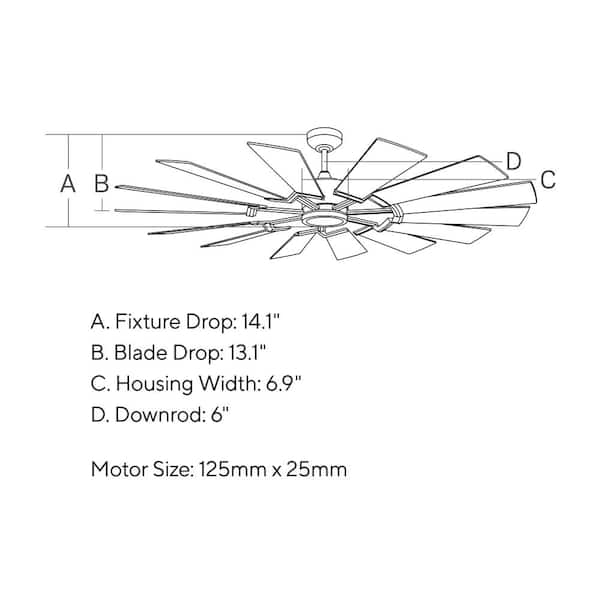 Generation Lighting - Prairie 62 in. LED Indoor/Outdoor Aged Pewter Ceiling Fan with Light Grey Weathered Oak Blades, Light Kit and Remote