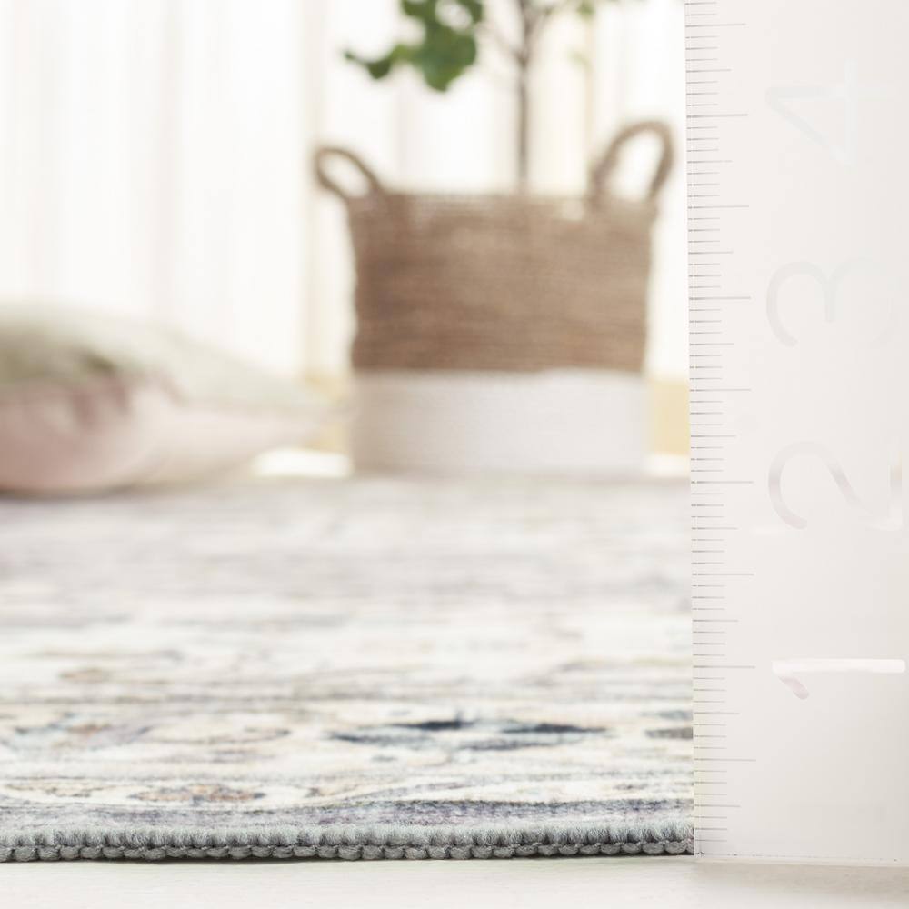 Light Grey and Beige Medallion Synthetic Washable Area Rug 5' x 8'