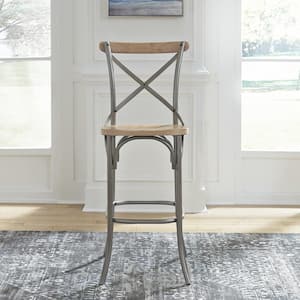 French Quarter 30 in. White Wash Natural Bar Stool