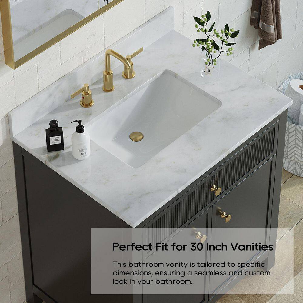 31'' White Marble Single Sink Bathroom Vanity Top with Backsplash