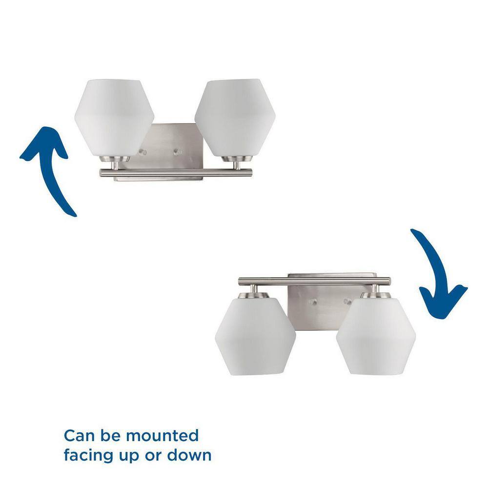 Copeland 2-Light Brushed Nickel Vanity Light with Opal Glass Shades