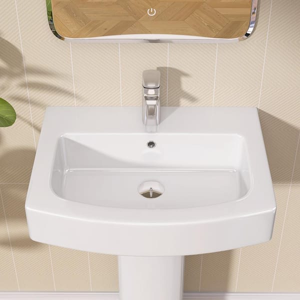 Zeafive 22 in. W x 17 in. D Pedestal Sink Basin Combo in White