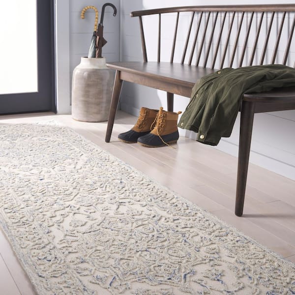 SAFAVIEH Martha Stewart Ivory/Blue 5 ft. x 8 ft. Floral Trellis