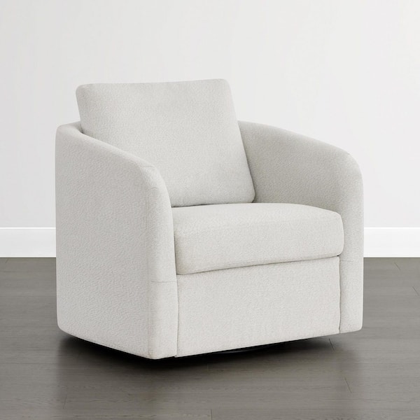 Keira Cream/AC Fabric Swivel Accent Chair with 360° Swivel, Reversible Cushion, Washable Slipcover and Hidden Storage