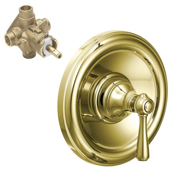 MOEN Kingsley Single-Handle Posi-Temp Valve Trim Kit in Polished Brass (Valve Included)