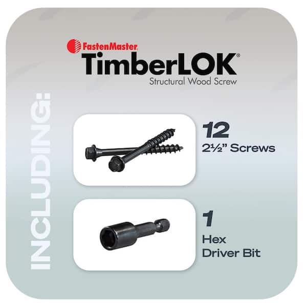 FastenMaster TimberLOK 2-1/2 in. Structural Wood Screw (12