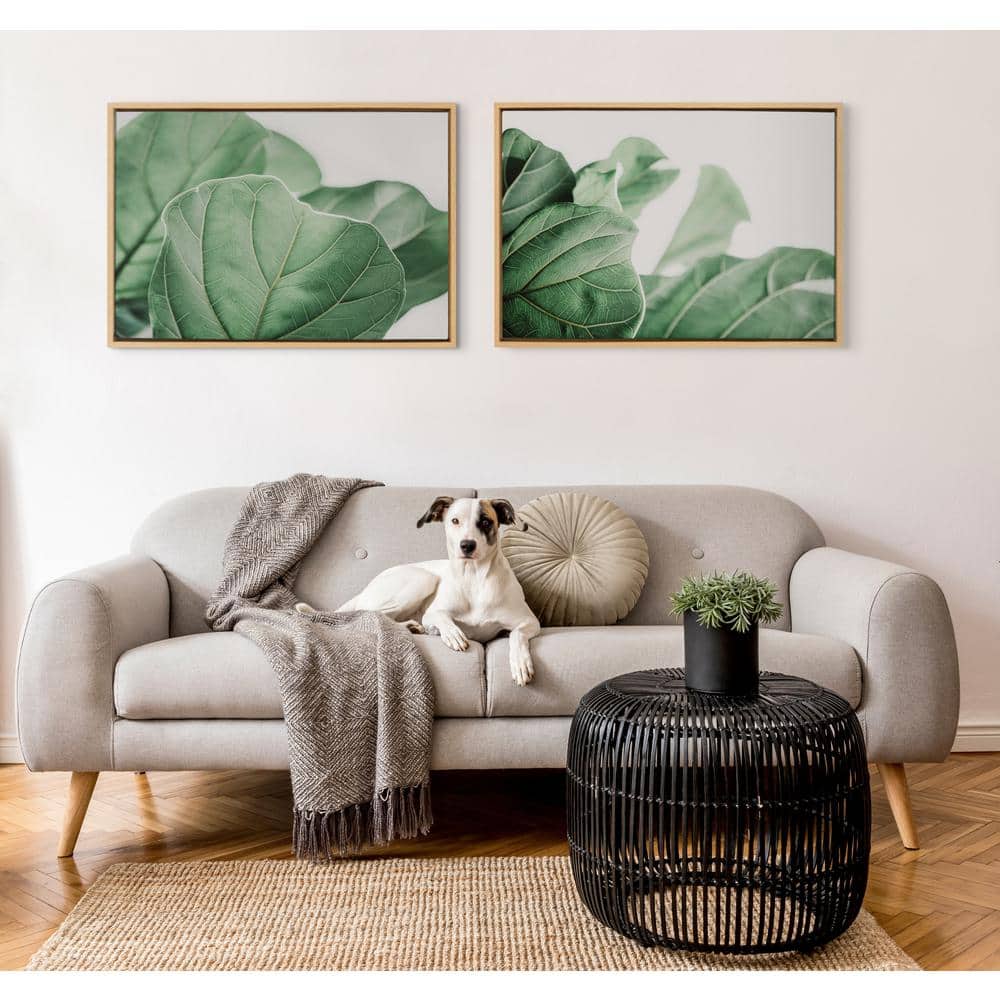 Natural Green Leaf Study Framed Canvas Wall Art, 23x33