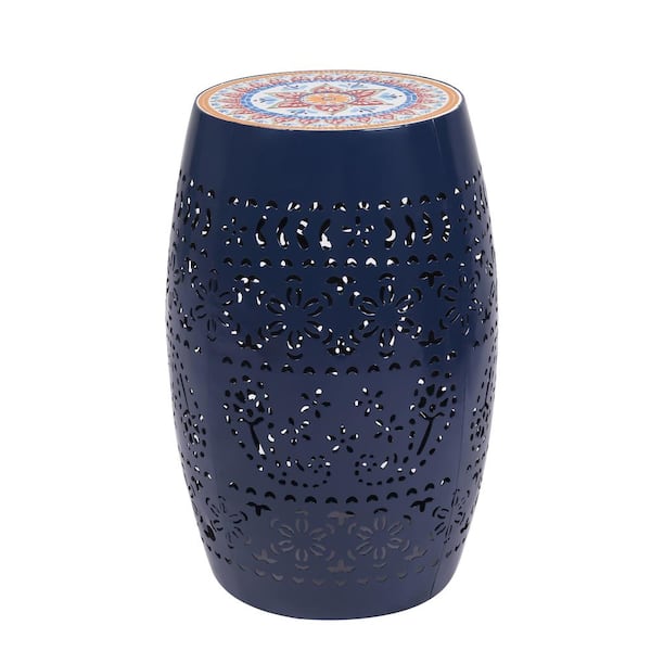 Unbranded 12 in. Outdoor Patio Metal Side Table, Suitable for Any Combination, Dark Blue