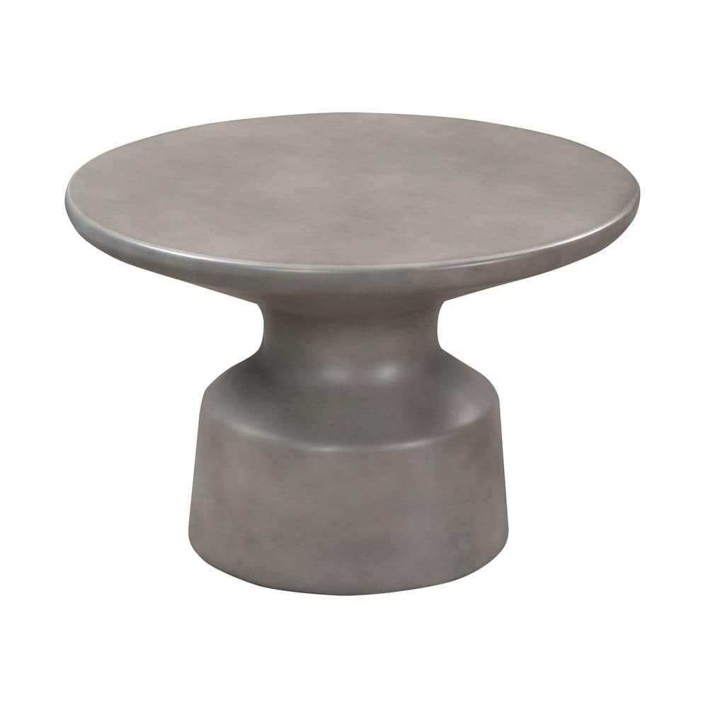 Sephie 24" Modern Round Pedestal Coffee Table in Gray Resin