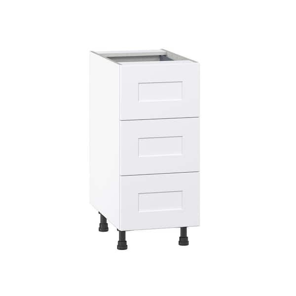 J COLLECTION Roseland 15 in. W x 24 in. D x 34.5 in. H Assembled Shaker Drawer Base Kitchen Cabinet in Warm White with 4 Drawers