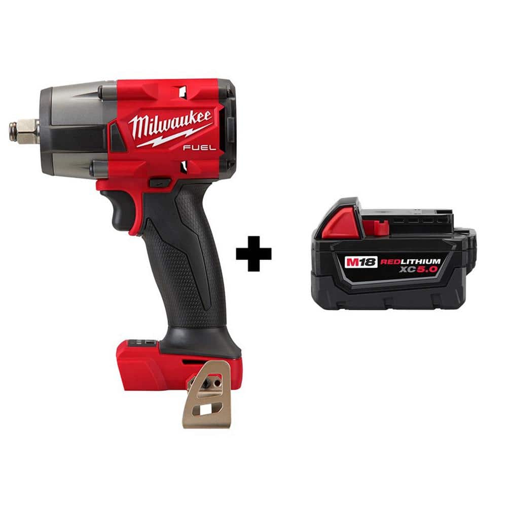 Milwaukee M18 FUEL Gen-2 18V Lithium-Ion Brushless Cordless Mid Torque 1/2 in. Impact Wrench with (1) 5.0 Ah Battery -  2962-20-4