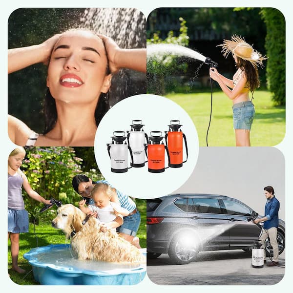 キャンプシャワー Phewnyzo Portable Camping Shower 2.1 Gallon 8L 10 Spray Modes