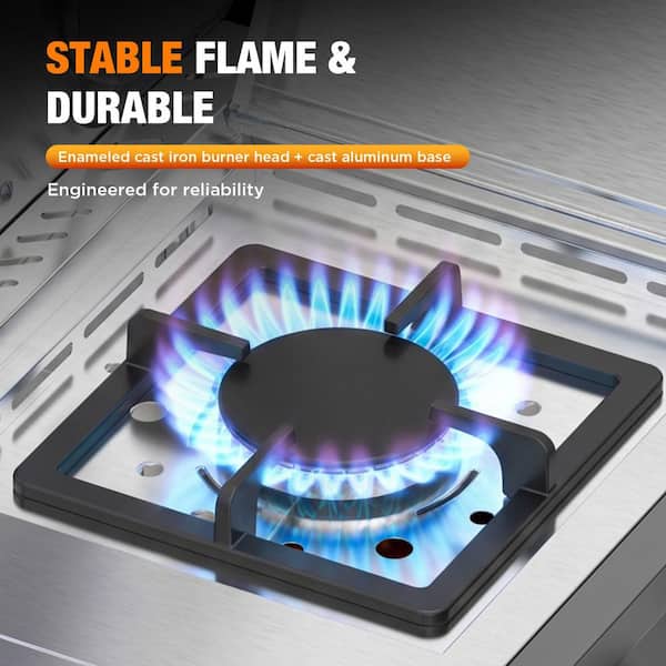 R.W.FLAME 4-Burner Stainless Steel Propane Gas Grill in Silver