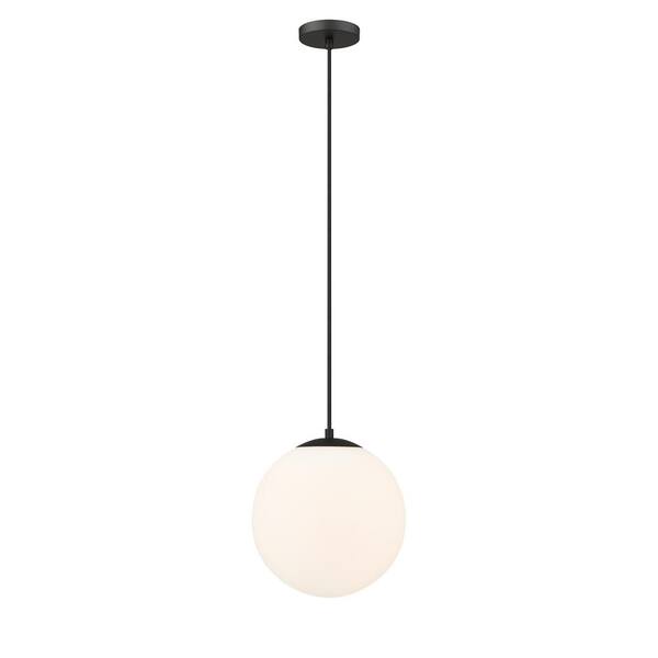 Innovations Tolland 1-Light Matte Black Shaded Pendant Light with Matte White Glass Shade