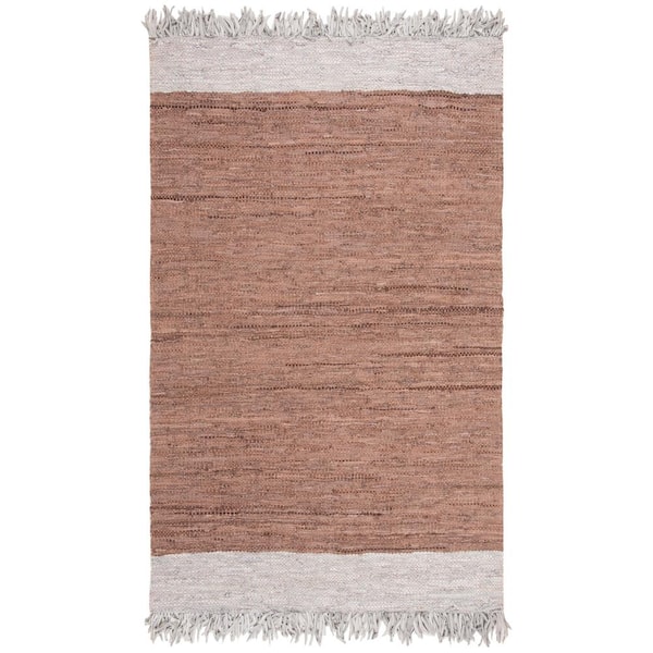 SAFAVIEH Vintage Leather Light Gray/Brown 5 ft. x 8 ft. Solid Area Rug
