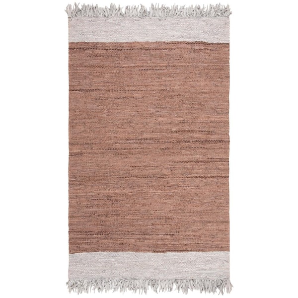 SAFAVIEH Vintage Leather Light Gray/Brown 6 ft. x 9 ft. Solid Area Rug