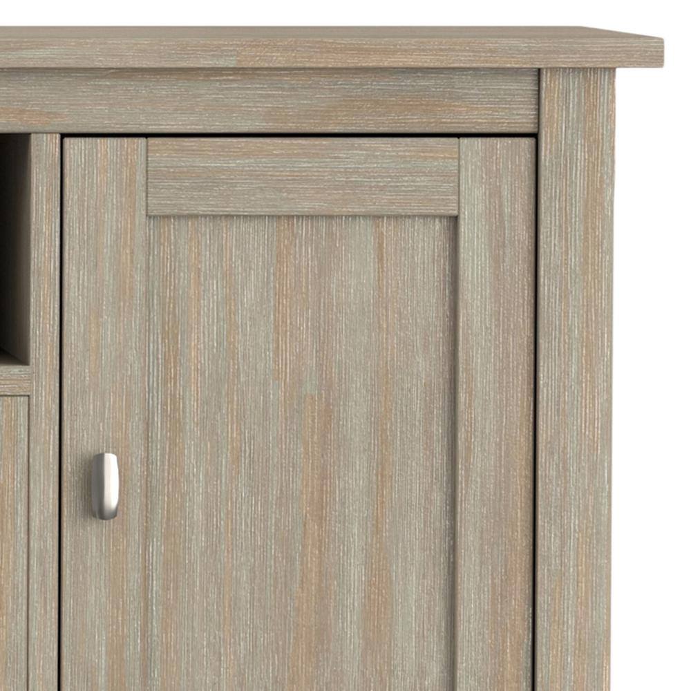 Distressed Grey 72'' Solid Pine Wood Media Console with Cabinet